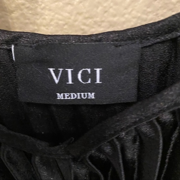 VICI Black Pleated Long Dress Size Medium - Picture 6 of 8